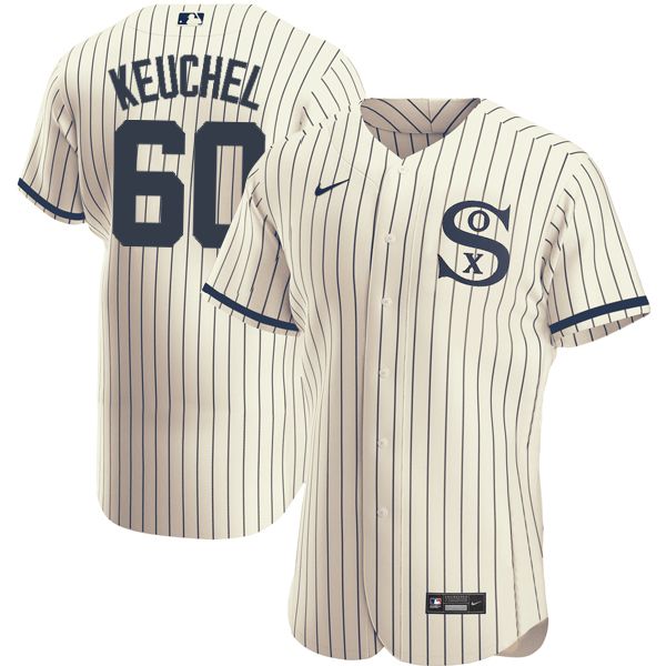 Men Chicago White Sox 60 Keuchel Cream stripe Dream version Elite Nike 2021 MLB Jersey